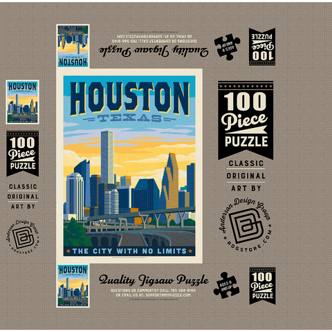 Houston, Texas: City With No Limits, Vintage Poster 100 Jigsaw Puzzle box 3D Modell