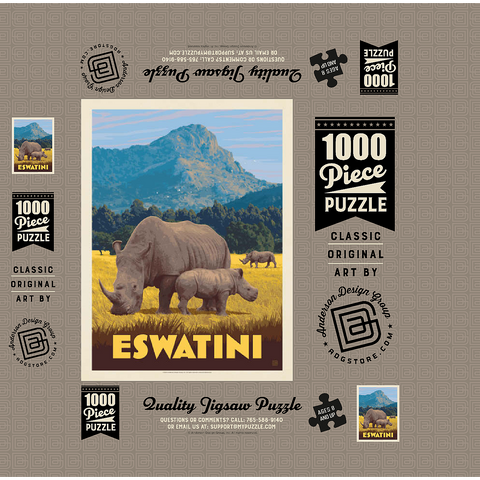 Eswatini, Africa, Vintage Poster 1000 Jigsaw Puzzle box 3D Modell