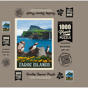 Faroe Islands, Vintage Poster 1000 Jigsaw Puzzle box 3D Modell