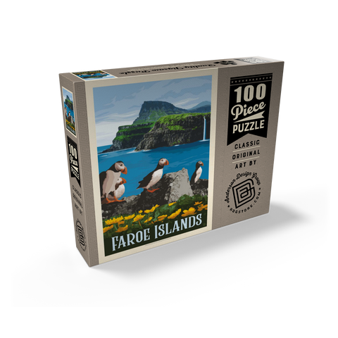 Faroe Islands, Vintage Poster 100 Jigsaw Puzzle box view2