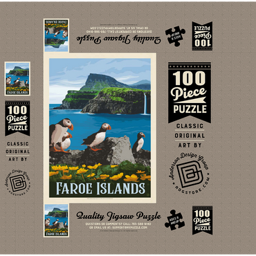 Faroe Islands, Vintage Poster 100 Jigsaw Puzzle box 3D Modell