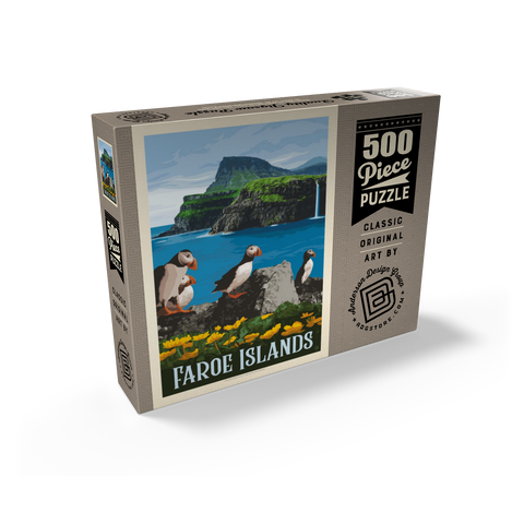 Faroe Islands, Vintage Poster 500 Jigsaw Puzzle box view2