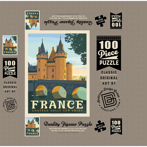 France: Loire Valley, Vintage Poster 100 Jigsaw Puzzle box 3D Modell
