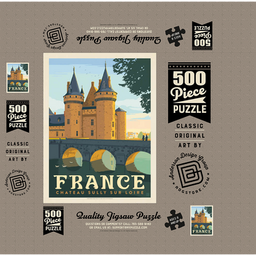 France: Loire Valley, Vintage Poster 500 Jigsaw Puzzle box 3D Modell