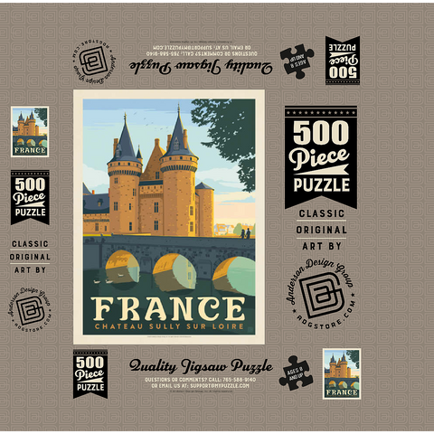 France: Loire Valley, Vintage Poster 500 Jigsaw Puzzle box 3D Modell
