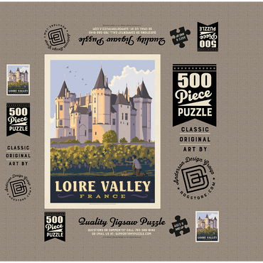 France: Loire Valley, Château de Saumur, Vintage Poster 500 Jigsaw Puzzle box 3D Modell