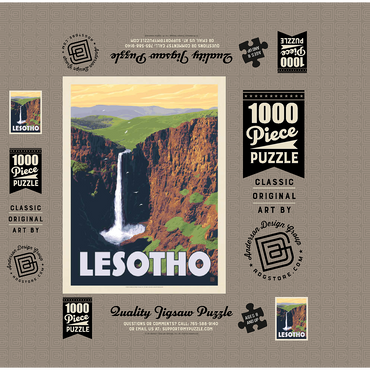 Lesotho, Africa, Vintage Poster 1000 Jigsaw Puzzle box 3D Modell