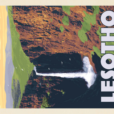 Lesotho, Africa, Vintage Poster 100 Jigsaw Puzzle 3D Modell