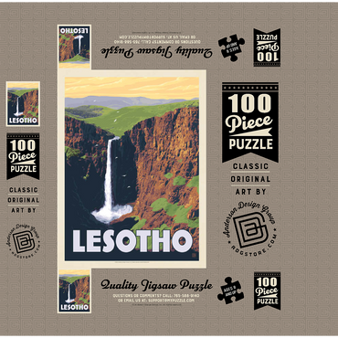 Lesotho, Africa, Vintage Poster 100 Jigsaw Puzzle box 3D Modell