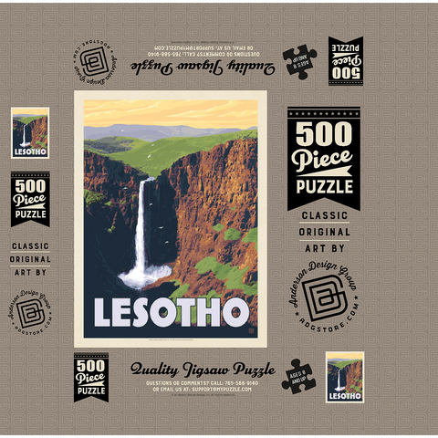 Lesotho, Africa, Vintage Poster 500 Jigsaw Puzzle box 3D Modell