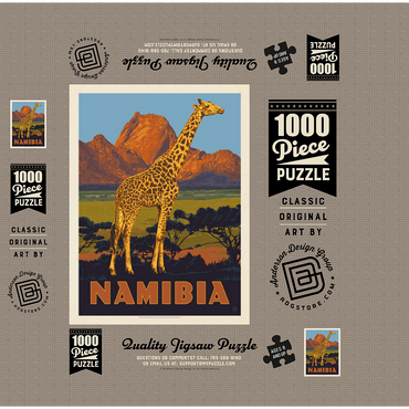 Namibia, Africa, Vintage Poster 1000 Jigsaw Puzzle box 3D Modell