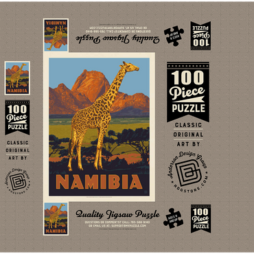 Namibia, Africa, Vintage Poster 100 Jigsaw Puzzle box 3D Modell