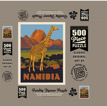 Namibia, Africa, Vintage Poster 500 Jigsaw Puzzle box 3D Modell