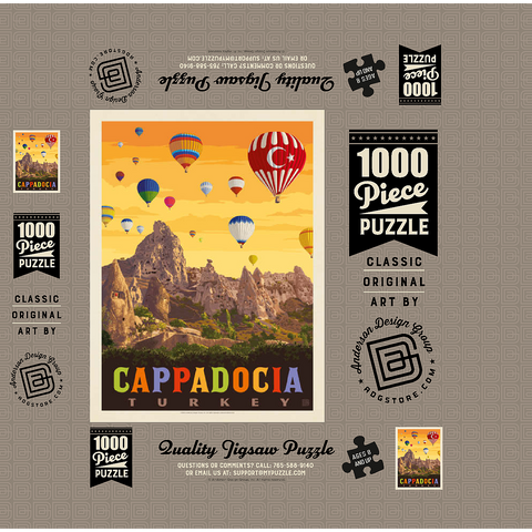Turkey: Cappadocia, Vintage Poster 1000 Jigsaw Puzzle box 3D Modell