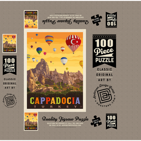Turkey: Cappadocia, Vintage Poster 100 Jigsaw Puzzle box 3D Modell