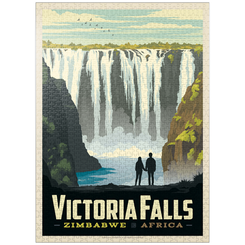 puzzleplate Zimbabwe, Africa: Victoria Falls, Vintage Poster 1000 Jigsaw Puzzle