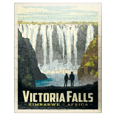 puzzleplate Zimbabwe, Africa: Victoria Falls, Vintage Poster 100 Jigsaw Puzzle