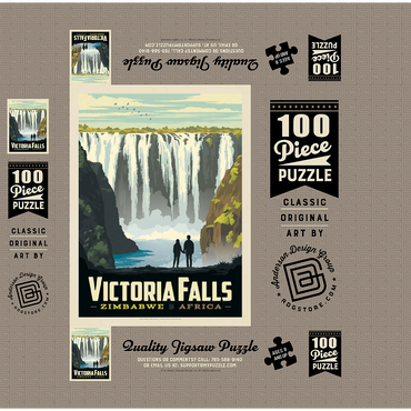 Zimbabwe, Africa: Victoria Falls, Vintage Poster 100 Jigsaw Puzzle box 3D Modell