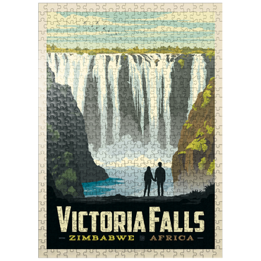 puzzleplate Zimbabwe, Africa: Victoria Falls, Vintage Poster 500 Jigsaw Puzzle