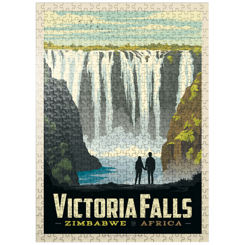 puzzleplate Zimbabwe, Africa: Victoria Falls, Vintage Poster 500 Jigsaw Puzzle