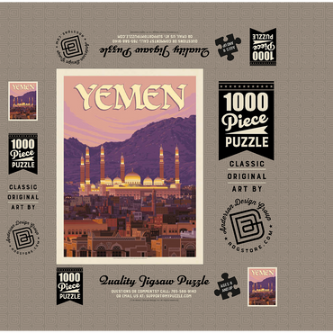 Yemen, Vintage Poster 1000 Jigsaw Puzzle box 3D Modell