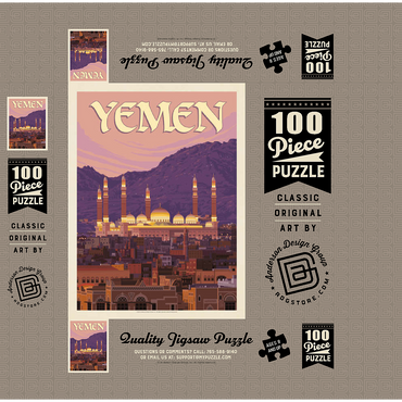 Yemen, Vintage Poster 100 Jigsaw Puzzle box 3D Modell