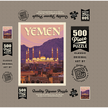 Yemen, Vintage Poster 500 Jigsaw Puzzle box 3D Modell