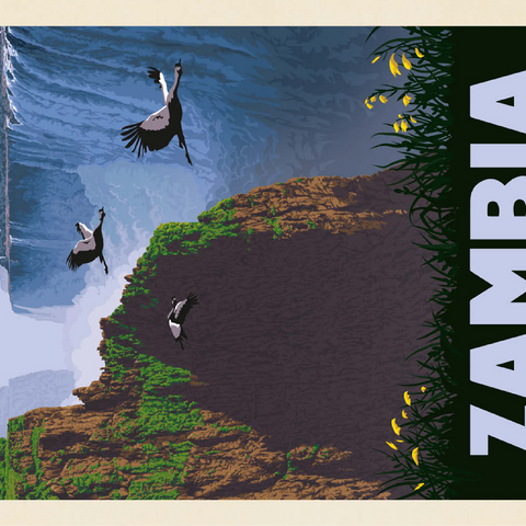 Zambia, Africa, Vintage Poster 100 Jigsaw Puzzle 3D Modell