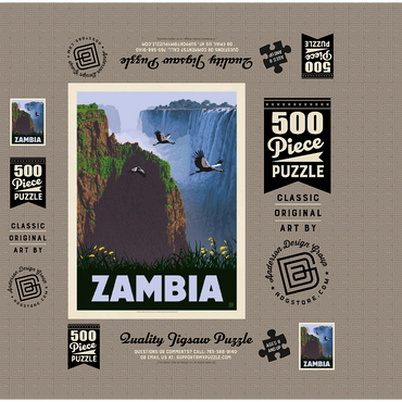 Zambia, Africa, Vintage Poster 500 Jigsaw Puzzle box 3D Modell