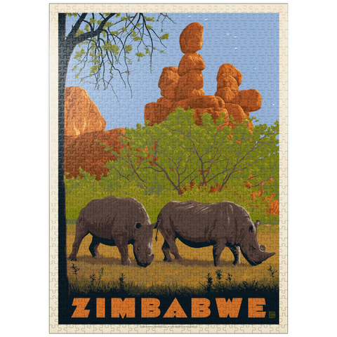 puzzleplate Zimbabwe, Vintage Poster 1000 Jigsaw Puzzle