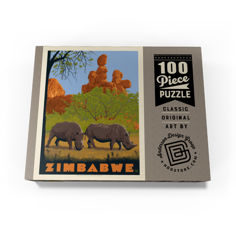 Zimbabwe, Vintage Poster 100 Jigsaw Puzzle box view3