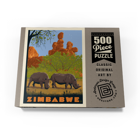 Zimbabwe, Vintage Poster 500 Jigsaw Puzzle box view3