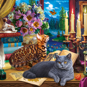 Cats Near the Window at Night 1000 Jigsaw Puzzle 3D Modell