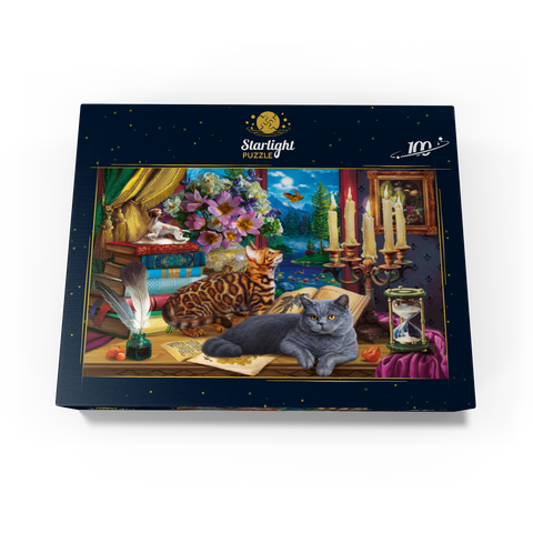 Cats Near the Window at Night 100 Jigsaw Puzzle box view3