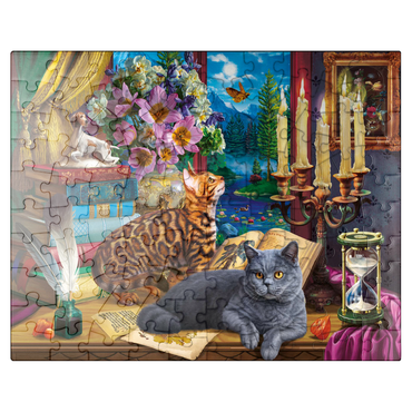 puzzleplate Cats Near the Window at Night 100 Jigsaw Puzzle