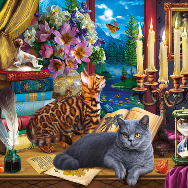 Cats Near the Window at Night 100 Jigsaw Puzzle 3D Modell