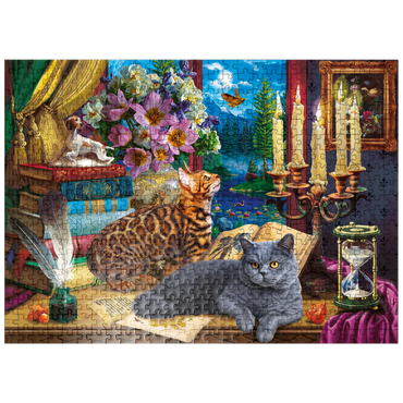 puzzleplate Cats Near the Window at Night 500 Jigsaw Puzzle