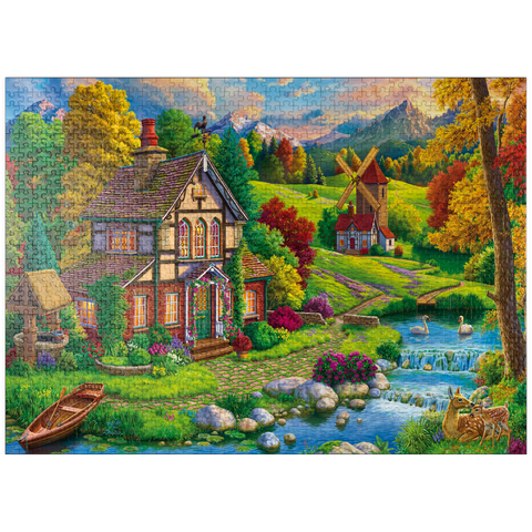 puzzleplate Beautiful Cozy House by the River 1000 Jigsaw Puzzle