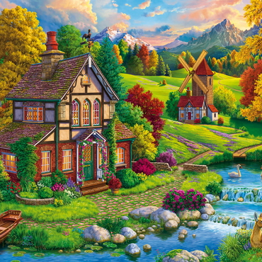 Beautiful Cozy House by the River 1000 Jigsaw Puzzle 3D Modell