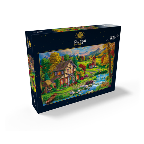 Beautiful Cozy House by the River 100 Jigsaw Puzzle box view2