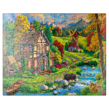 puzzleplate Beautiful Cozy House by the River 100 Jigsaw Puzzle