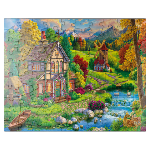 puzzleplate Beautiful Cozy House by the River 100 Jigsaw Puzzle