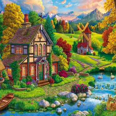 Beautiful Cozy House by the River 100 Jigsaw Puzzle 3D Modell