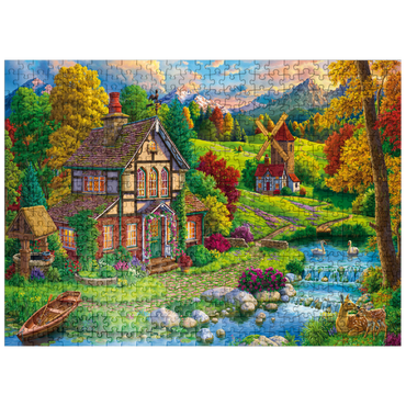 puzzleplate Beautiful Cozy House by the River 500 Jigsaw Puzzle