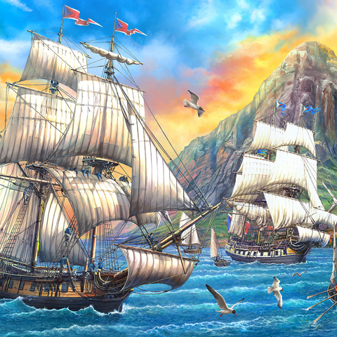 Majestic Sailboats in the Sea 1000 Jigsaw Puzzle 3D Modell