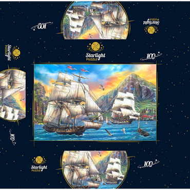 Majestic Sailboats in the Sea 100 Jigsaw Puzzle box 3D Modell