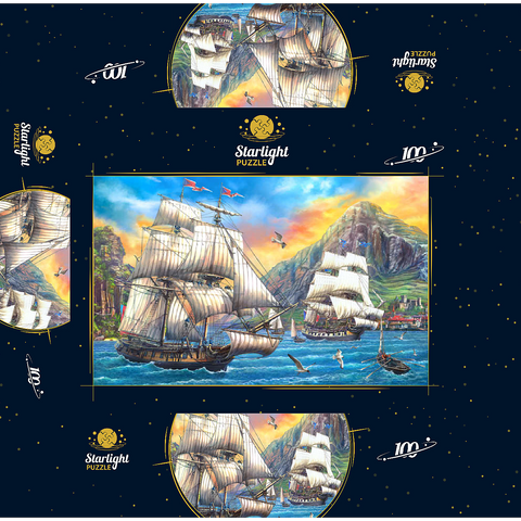 Majestic Sailboats in the Sea 100 Jigsaw Puzzle box 3D Modell