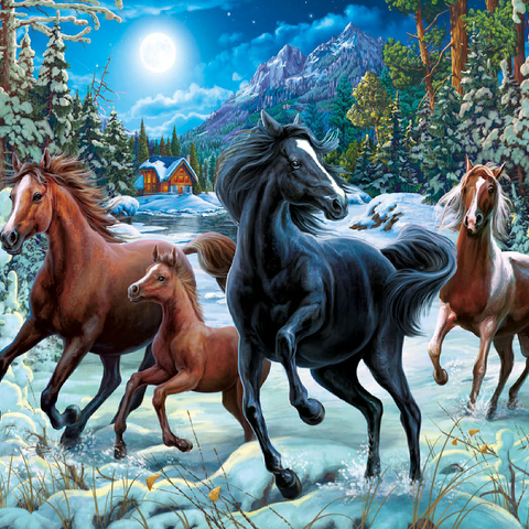 Winter Horses 100 Jigsaw Puzzle 3D Modell