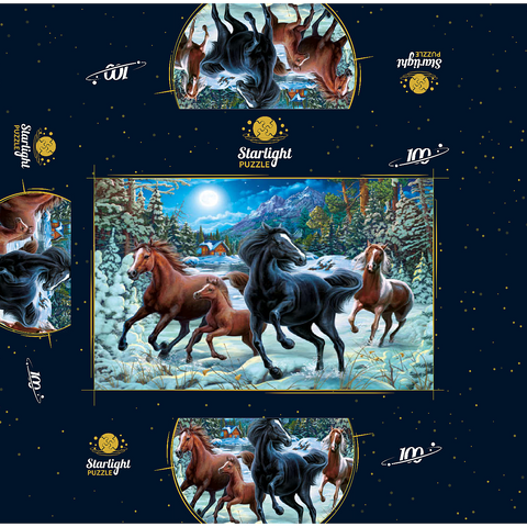 Winter Horses 100 Jigsaw Puzzle box 3D Modell