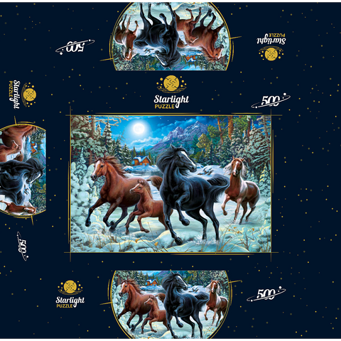 Winter Horses 500 Jigsaw Puzzle box 3D Modell